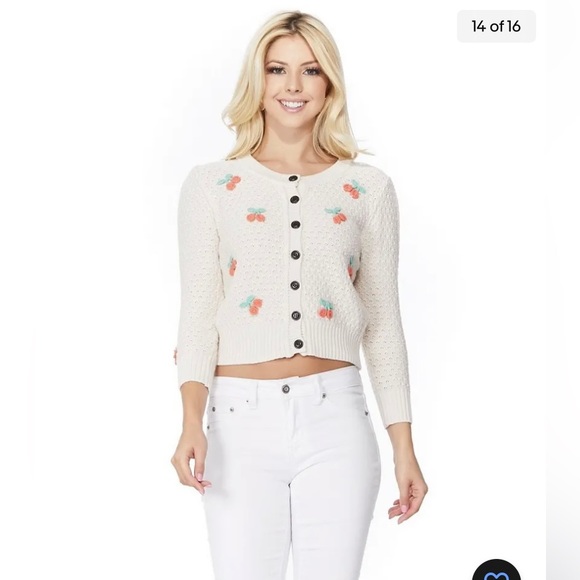 Vintage 50s Cherry Cardigan - Picture 1 of 7